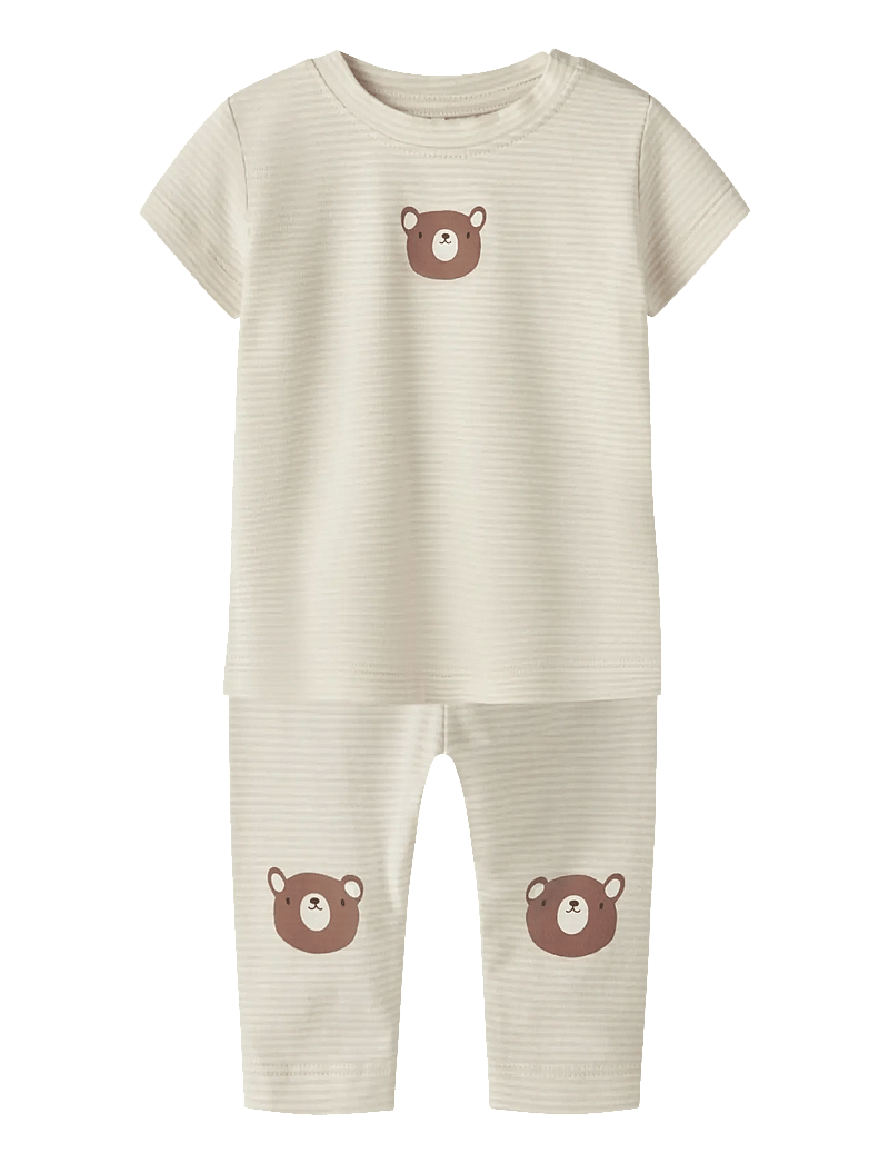 name it - NBNJOPLE SS TOP SET - sæt med kortærmet t-shirt - almond milk - 0