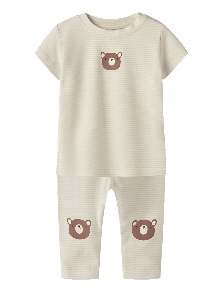 name it - NBNJOPLE SS TOP SET - sett með stuttermabol - almond milk - 0