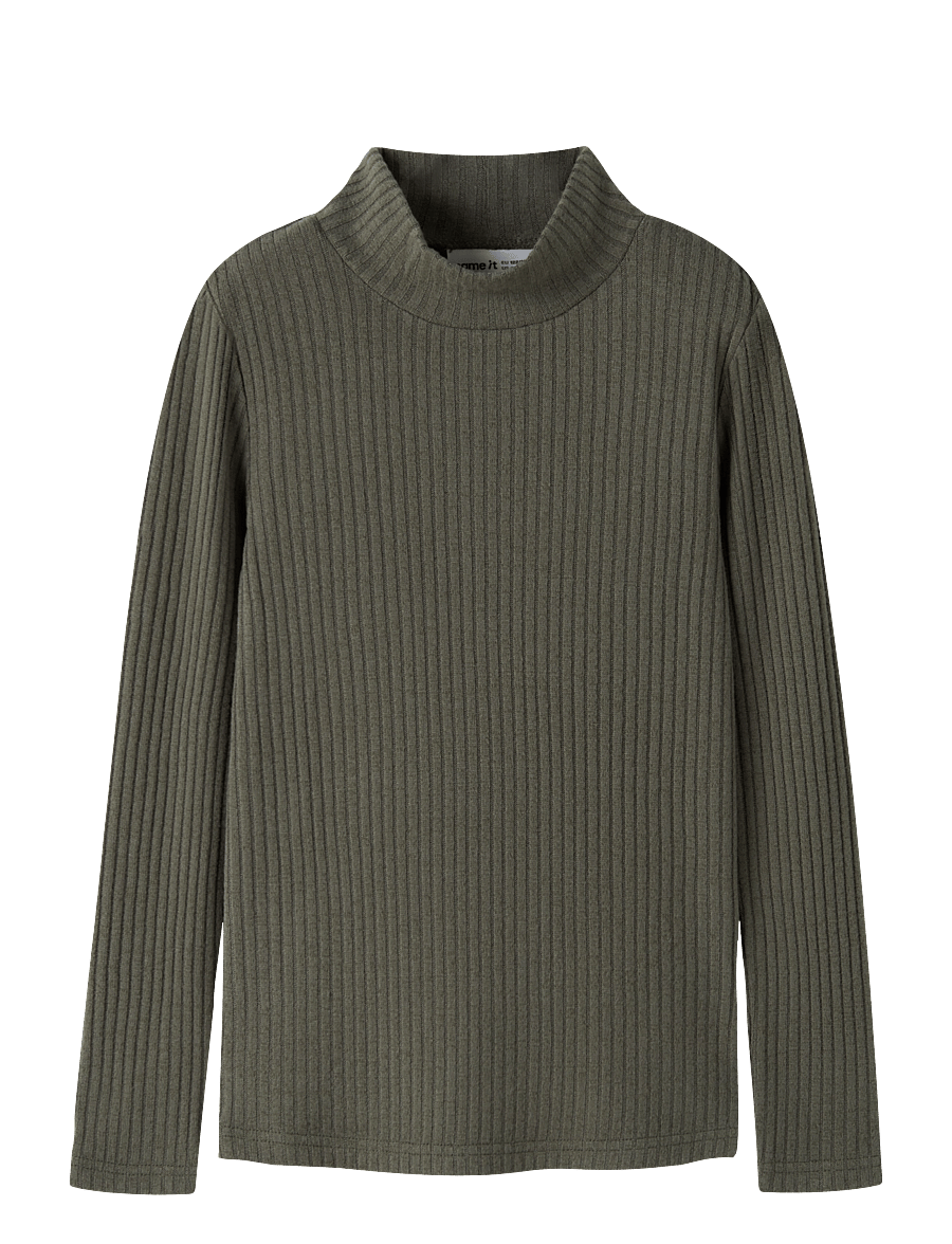 name it - NKFOMAGGIE LS SLIM TOP - langärmelig - olive night - 0