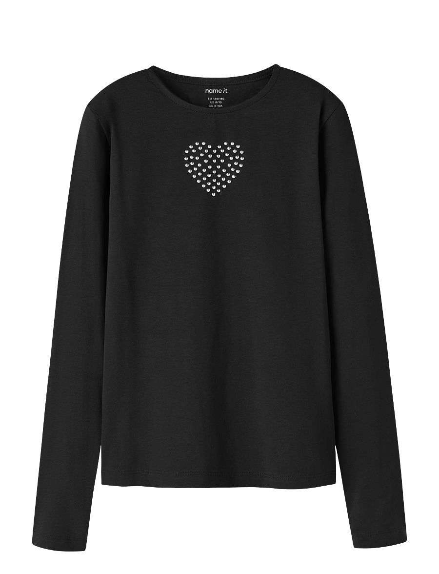 name it - NKFOLENNI LS SLIM TOP BOX - långärmade t-shirts - black - 0