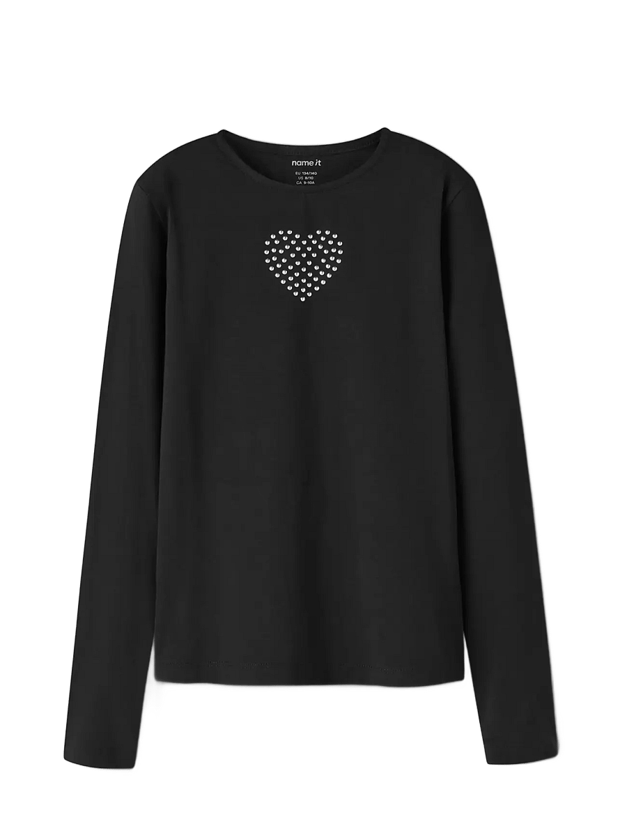 name it - NKFOLENNI LS SLIM TOP BOX - långärmade t-shirts - black - 2