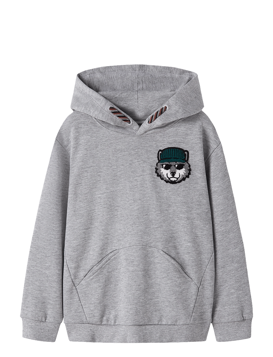 name it - NKMOSVALD LS NREG SWEAT WH BRU BOX - huvtröjor - grey melange - 0