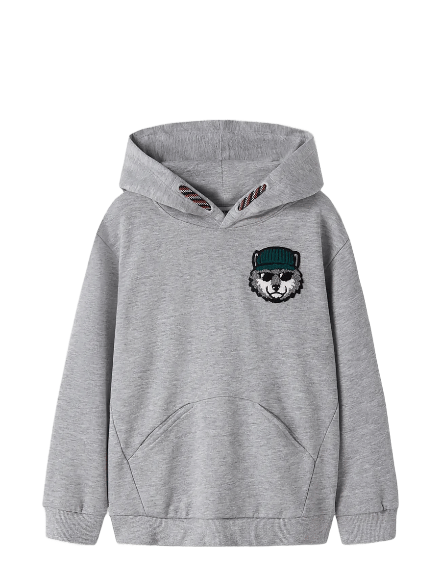 name it - NKMOSVALD LS NREG SWEAT WH BRU BOX - huvtröjor - grey melange - 2