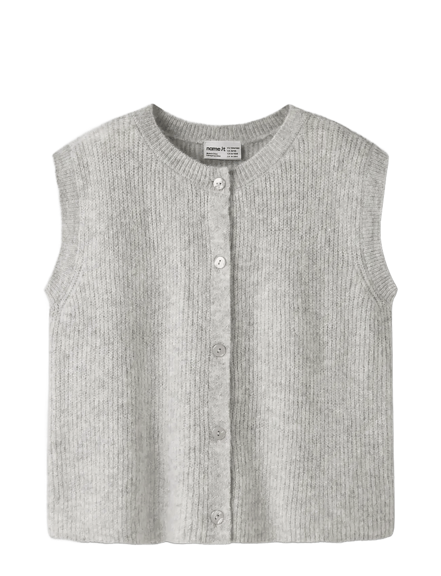 name it - NKFOANJA LOOSE KNIT VEST - westen - grey melange - 0