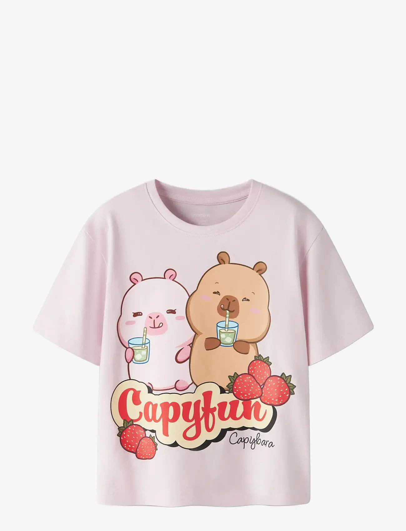 name it - NKFABBI CAPYBARA SS NREG TOP LNOOS SKY - kortärmade t-shirts - cradle pink - 2