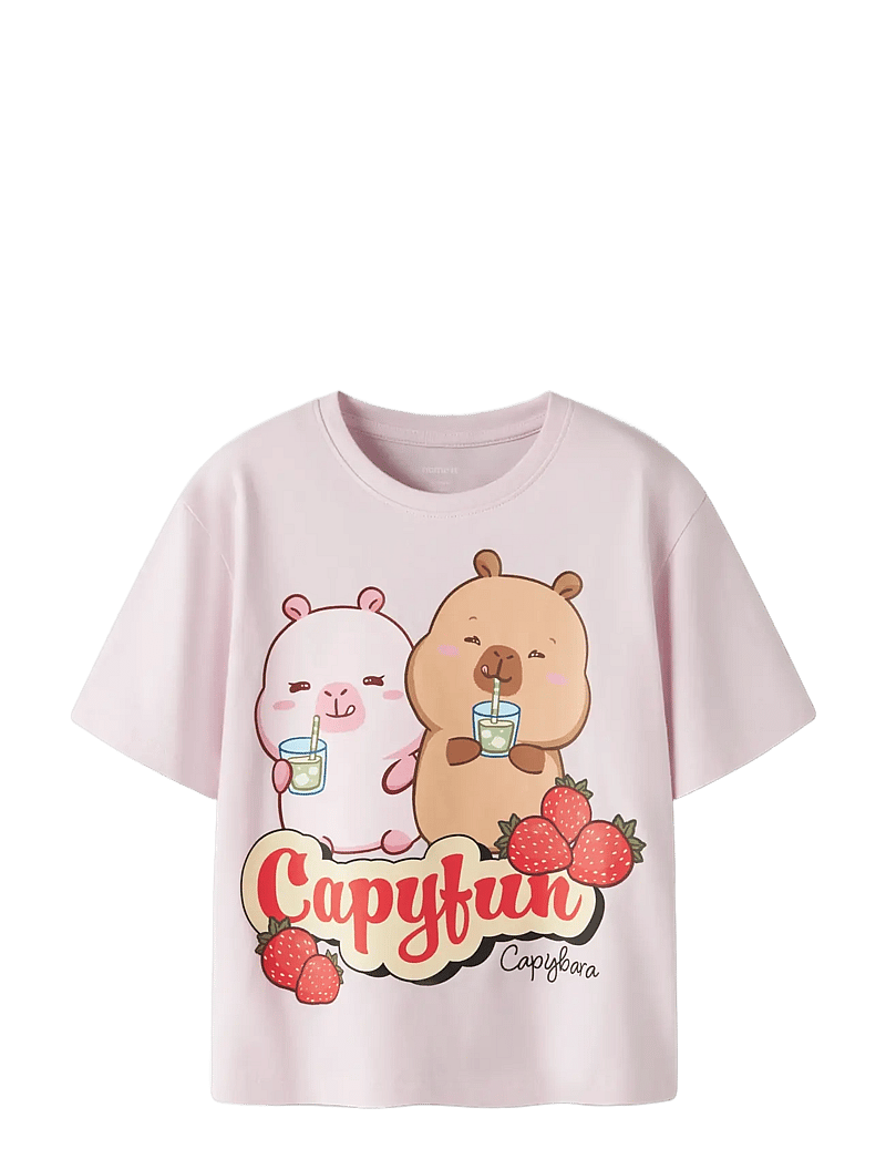 name it - NKFABBI CAPYBARA SS NREG TOP LNOOS SKY - kortärmade t-shirts - cradle pink - 2
