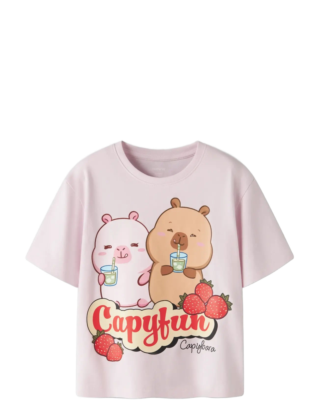 name it - NKFABBI CAPYBARA SS NREG TOP LNOOS SKY - kurzärmelige - cradle pink - 2