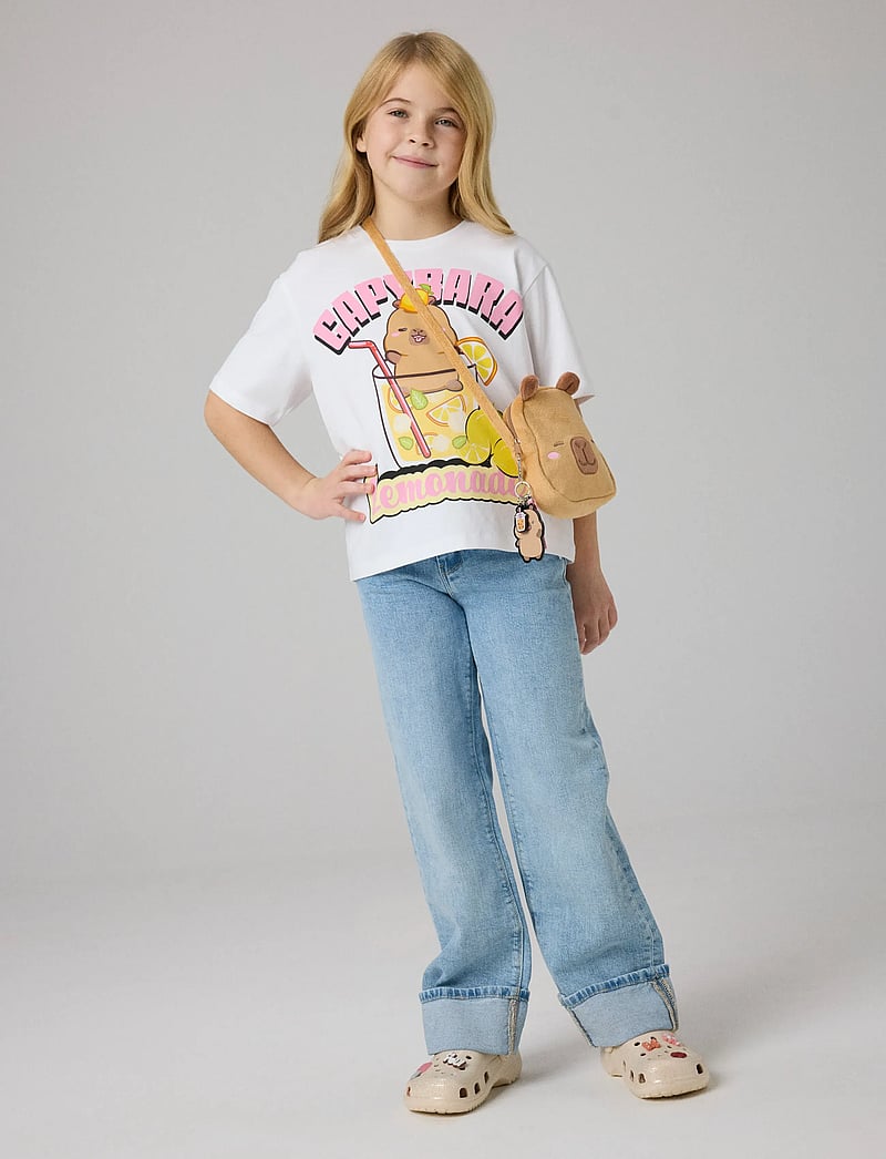 name it - NKFABINA CAPYBARA SS NREG TOP LNOOS SKY - short-sleeved t-shirts - bright white - 3