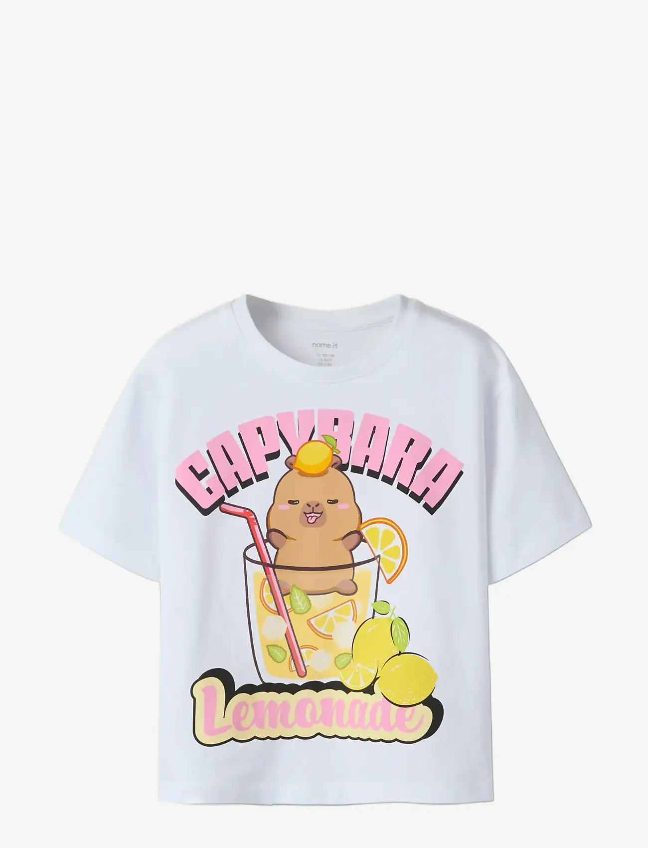 name it - NKFABINA CAPYBARA SS NREG TOP LNOOS SKY - short-sleeved t-shirts - bright white - 2
