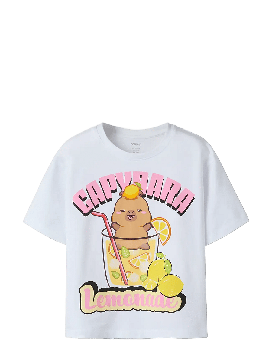 name it - NKFABINA CAPYBARA SS NREG TOP LNOOS SKY - kortærmede t-shirts - bright white - 2
