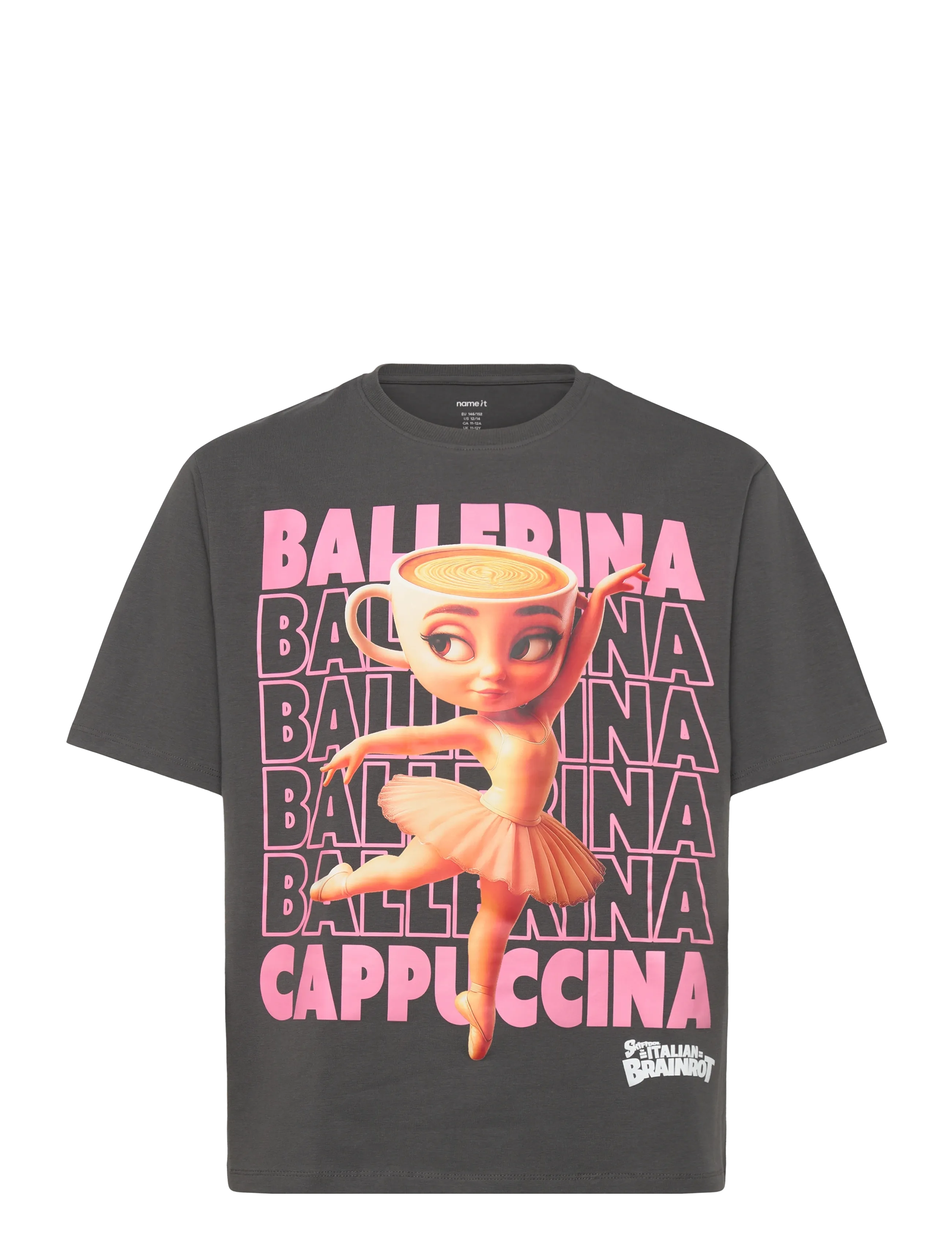 name it NKFAIDA BRAINR SS NREG TOP LNOOS VDE - Oberteile & T-Shirts - BLACK OYSTER / black