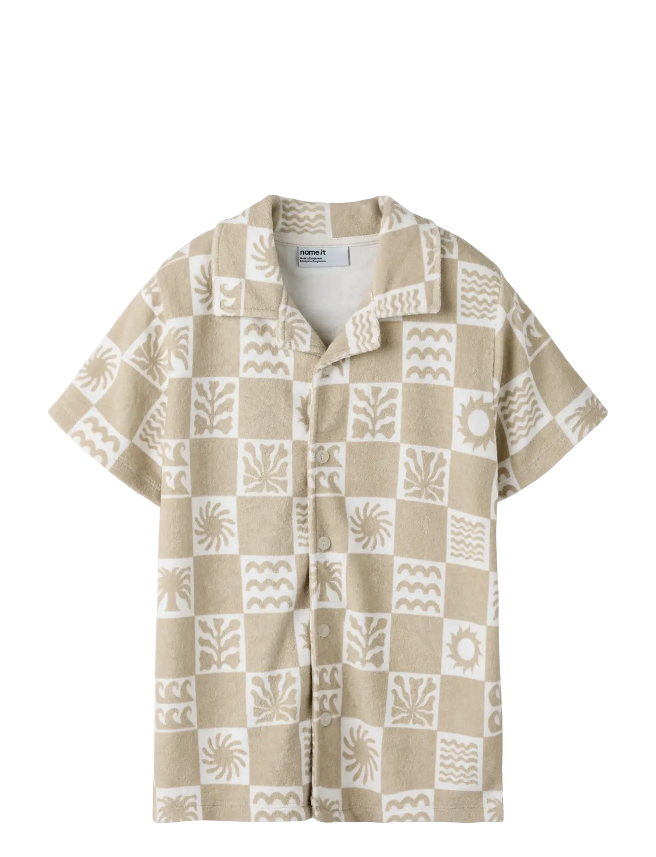 name it NKMHERWIN SS TERRY SHIRT - Teismelised 140-176 - HUMUS / beige