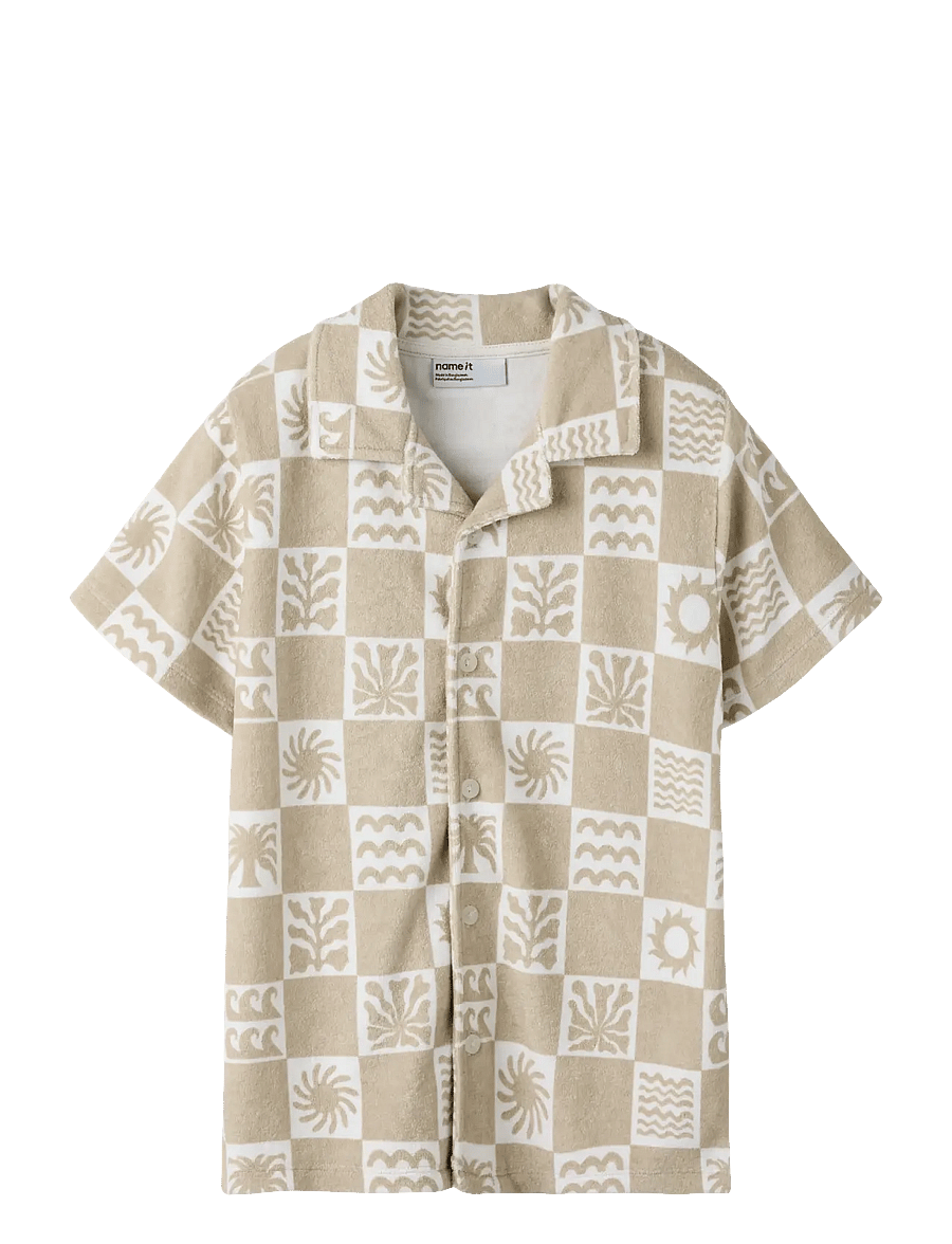 name it - NKMHERWIN SS TERRY SHIRT - kurzärmlige hemden - humus - 0