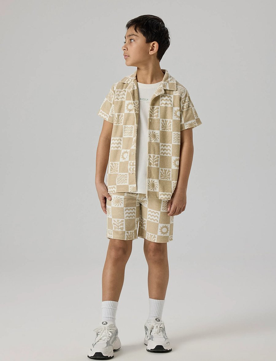 name it - NKMHERWIN SS TERRY SHIRT - kurzärmlige hemden - humus - 2