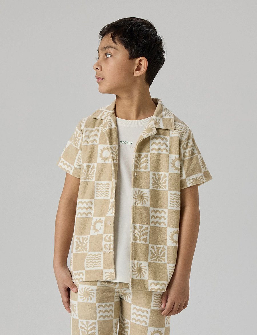 name it - NKMHERWIN SS TERRY SHIRT - kurzärmlige hemden - humus - 3