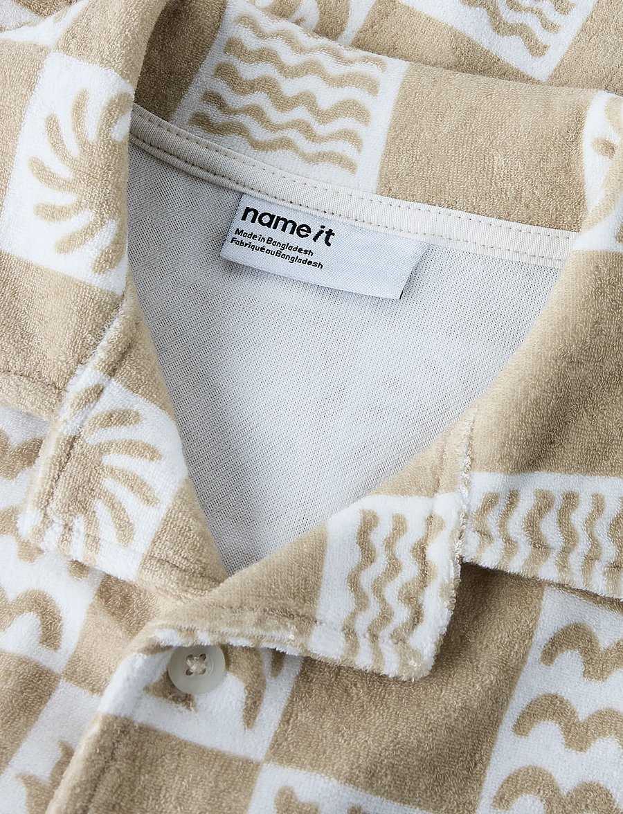 name it - NKMHERWIN SS TERRY SHIRT - kurzärmlige hemden - humus - 4
