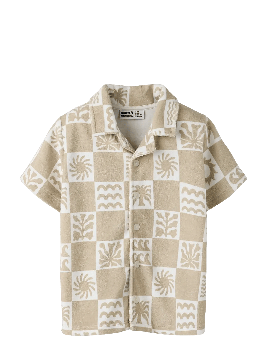 name it - NMMHERWIN SS TERRY SHIRT - marškiniai trumpomis rankovėmis - humus - 0