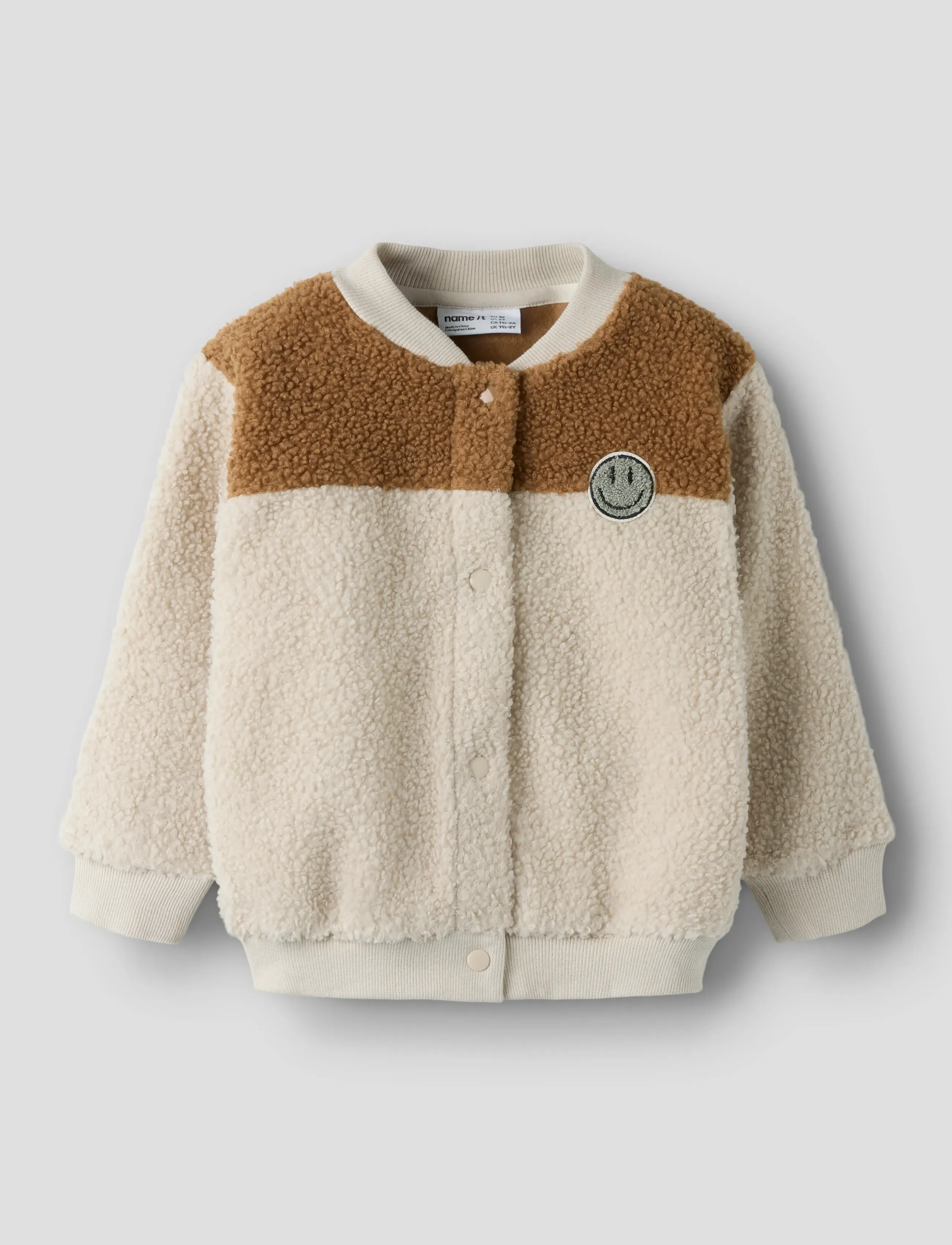 name it Nmmballas Ls Nreg Teddy Card, Børn, Teddy Cardigan, Cream, Str: 80