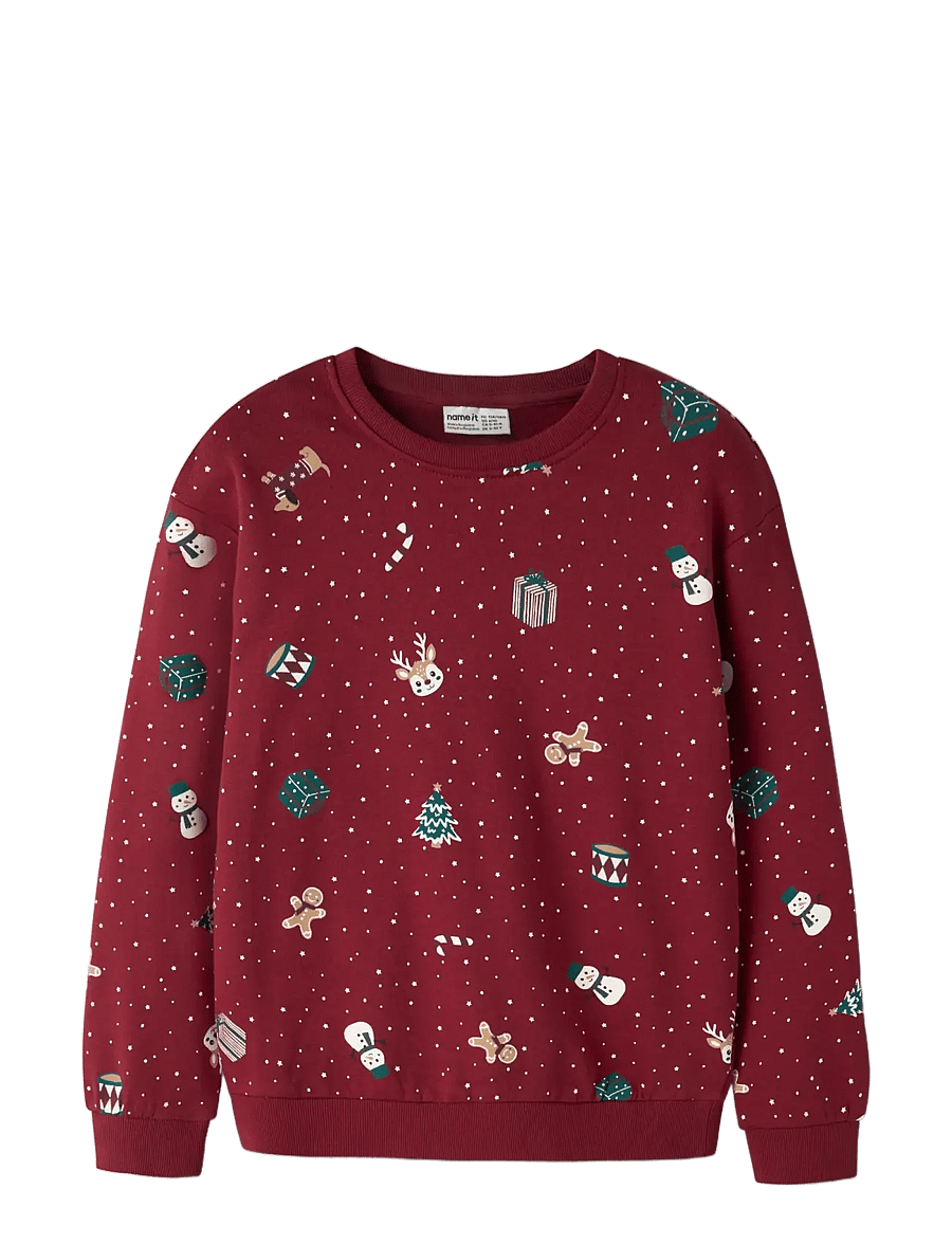 name it - NKNVOHOM LS NREG SWEAT BRU - red dahlia - 2