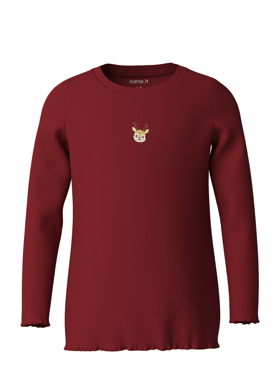 name it - NMFVIVEMMAS LS SLIM TOP - red dahlia - 0
