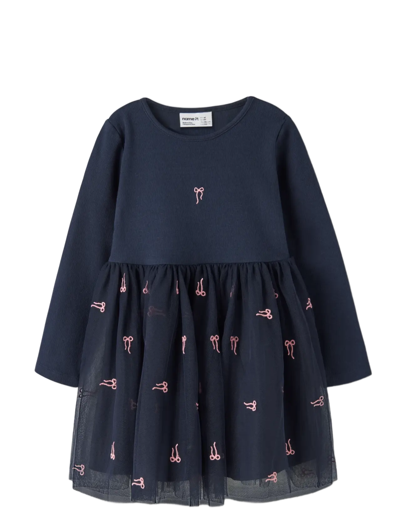 name it - NMFVEROSS LS TULLE DRESS - långärmade babyklänningar - navy blazer - 2