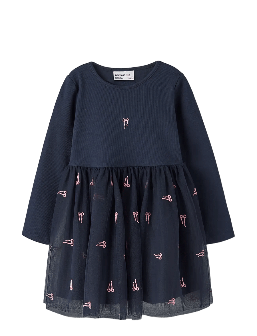 name it - NMFVEROSS LS TULLE DRESS - långärmade babyklänningar - navy blazer - 2