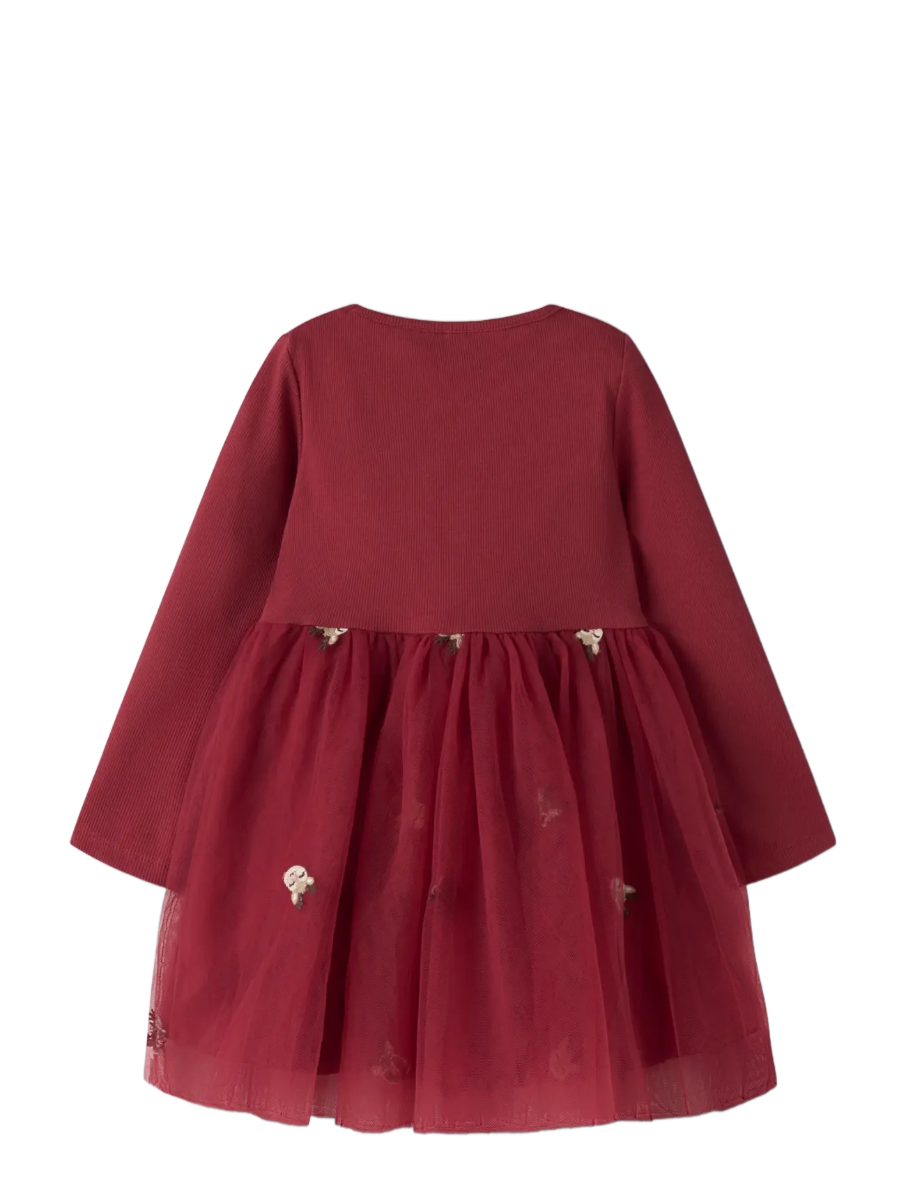 name it - NMFVEROSS LS TULLE DRESS - långärmade babyklänningar - red dahlia - 1