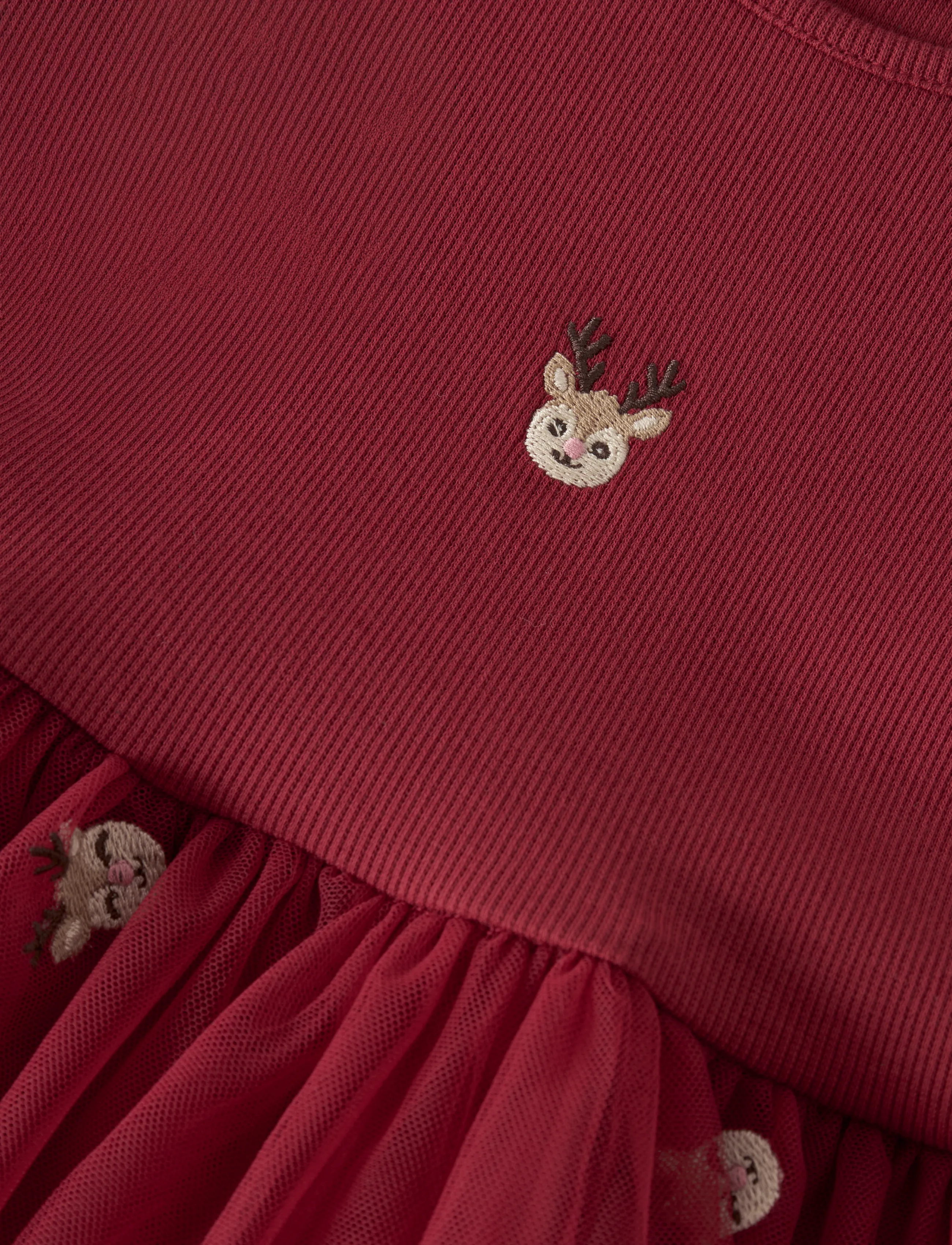 name it - NMFVEROSS LS TULLE DRESS - långärmade babyklänningar - red dahlia - 3