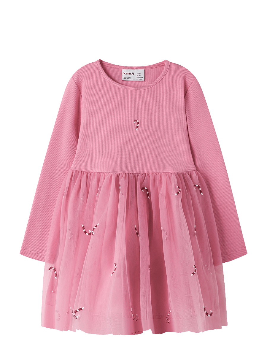 name it - NMFVEROSS LS TULLE DRESS - langærmede babykjoler - wild rose - 0