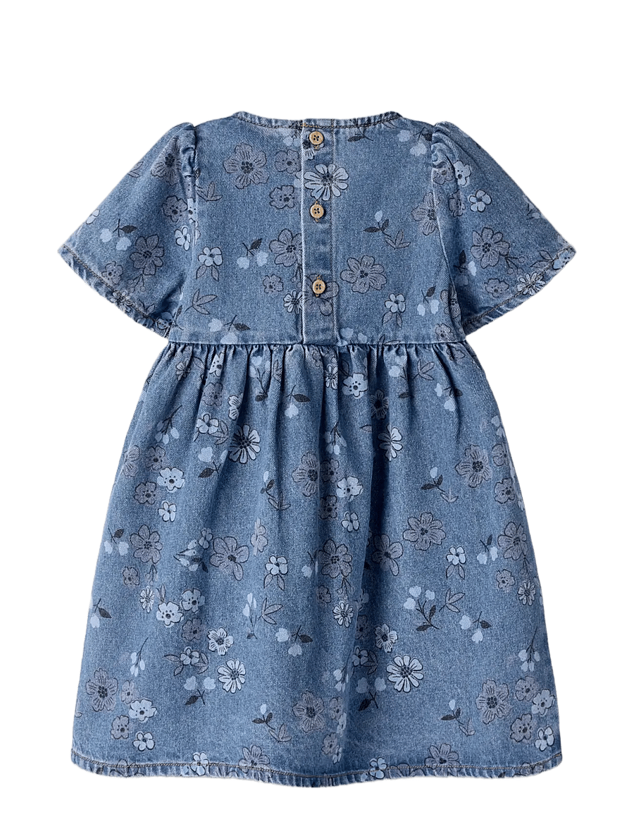 name it - NMFANNA SS LOOSE DNM DRESS 2633-IM - kurzärmelige babykleider - medium blue denim - 1