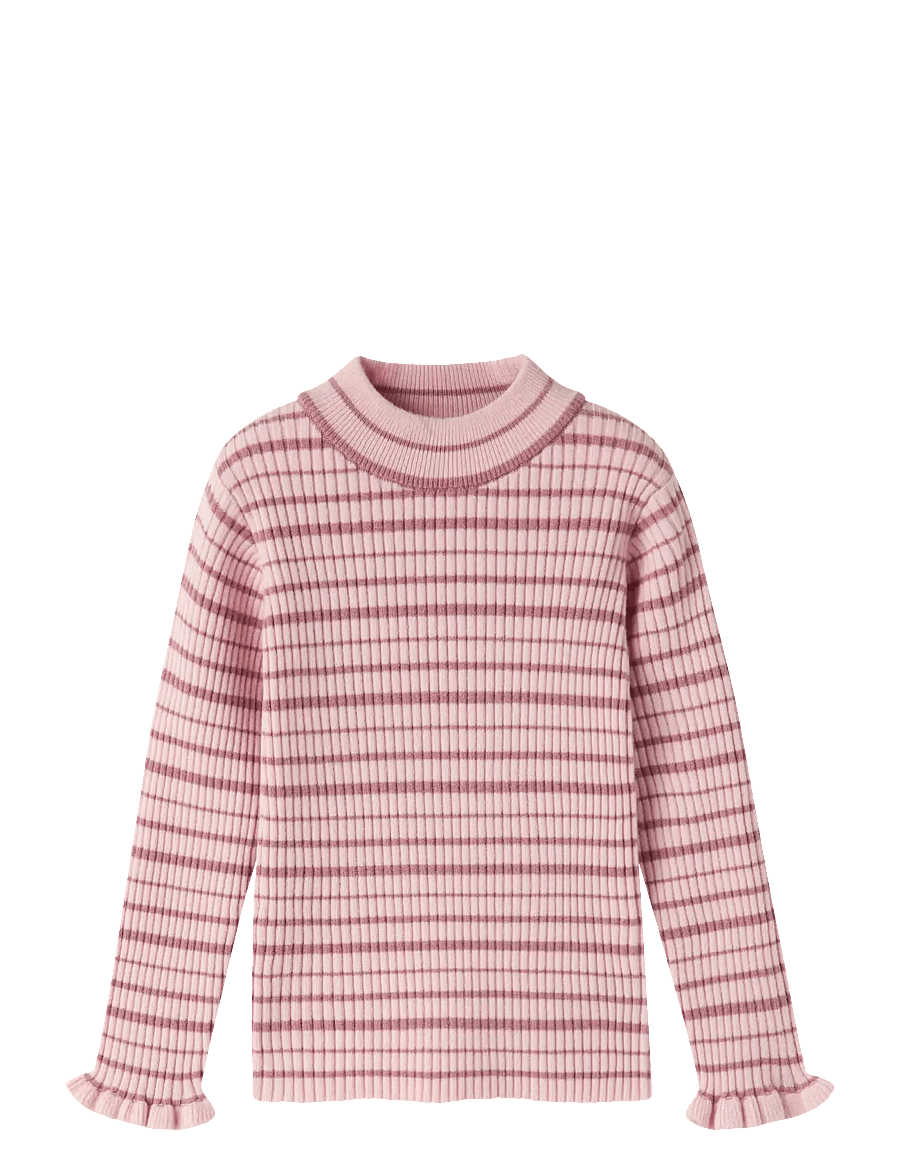 name it - NMFVIANNA LS SLIM KNIT STRIPE - trøjer - lotus - 0