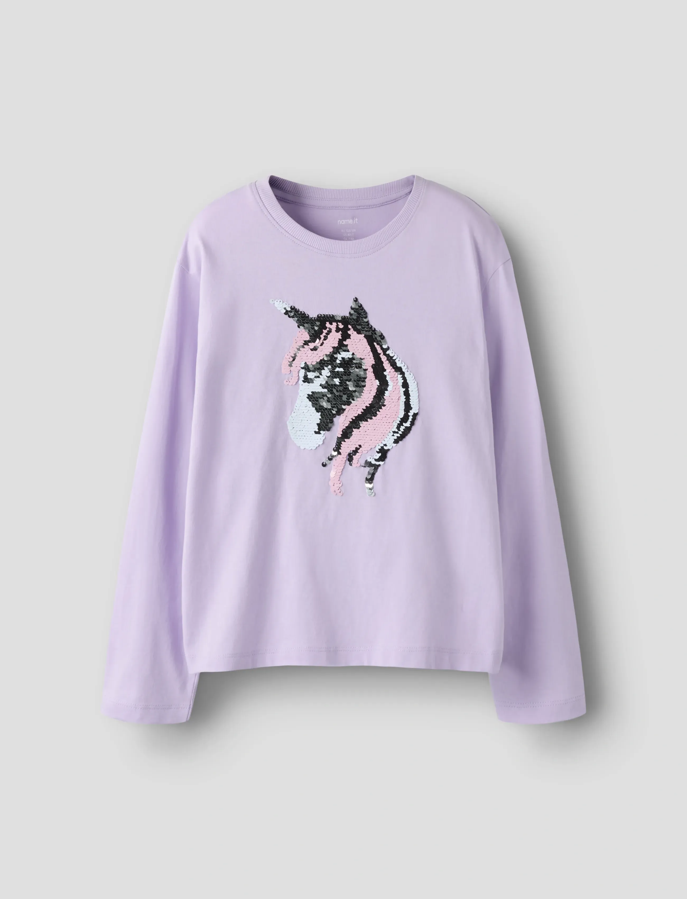 name it Nkfdassa Ls Nreg Top, Børn, Paillet Hest Langærmet Top, Lila, Str: 110