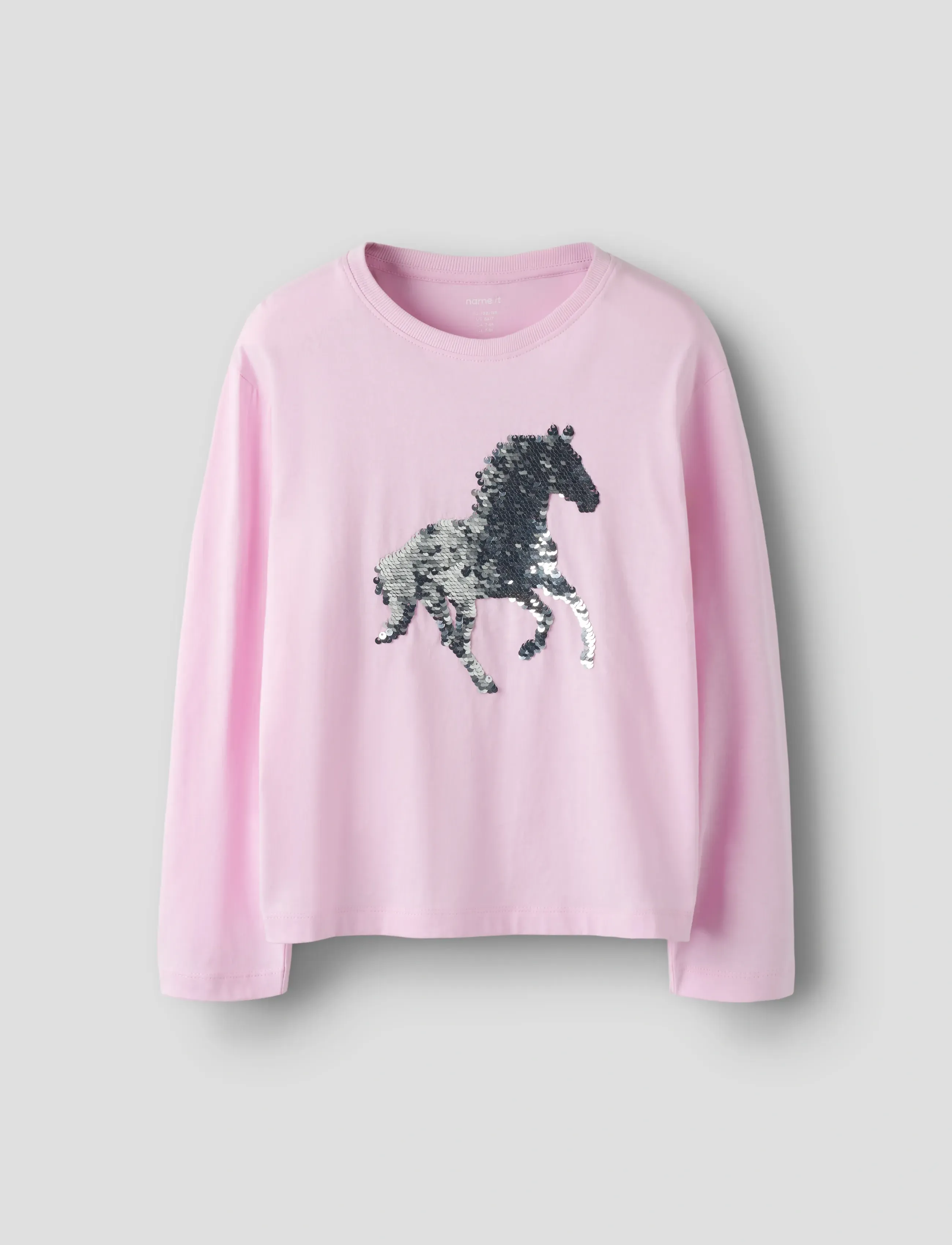 name it Nkfdassa Ls Nreg Top, Børn, Paillet Hest Langærmet Top, Pink, Str: 104