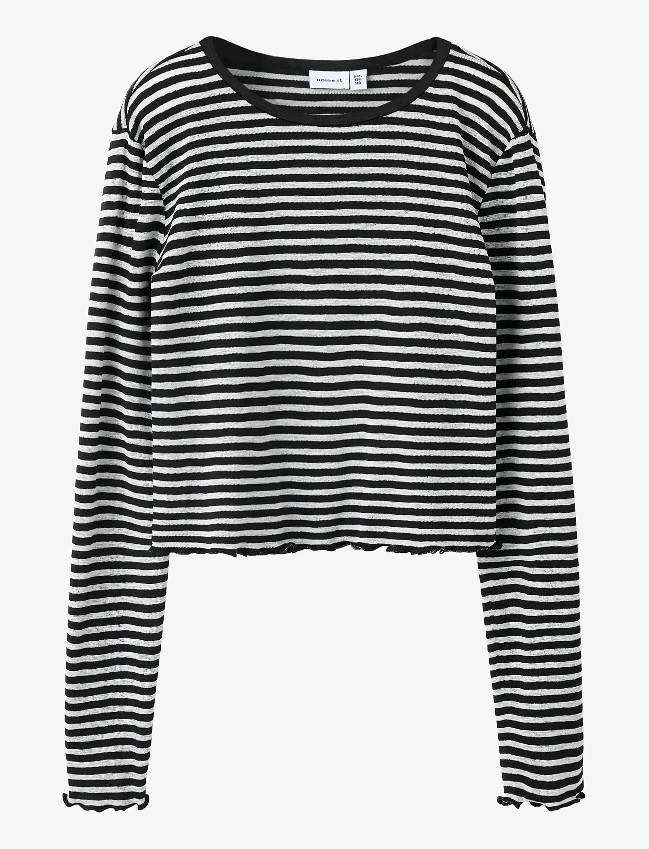 name it - NKFBERTIS LS SH TOP - langærmede t-shirts - black - 0