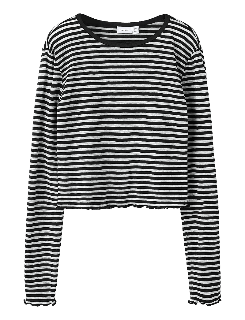 name it - NKFBERTIS LS SH TOP - langærmede t-shirts - black - 0