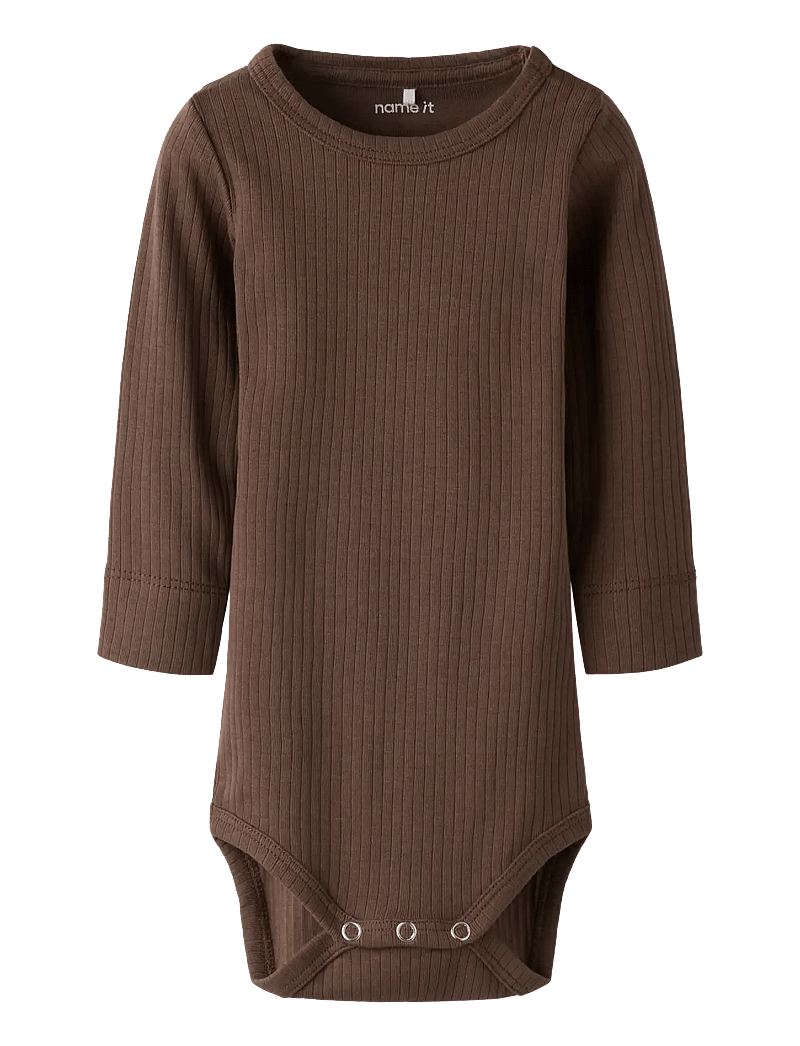 name it - NBNBERKA LS SLIM BODY - långärmade bodies - chocolate martini - 1