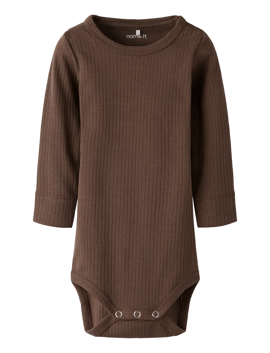 name it - NBNBERKA LS SLIM BODY - langärmelige bodys - chocolate martini - 1