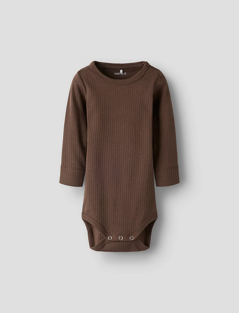 name it - NBNBERKA LS SLIM BODY - långärmade bodies - chocolate martini - 0