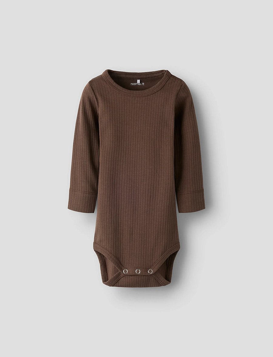 name it - NBNBERKA LS SLIM BODY - langärmelige bodys - chocolate martini - 0