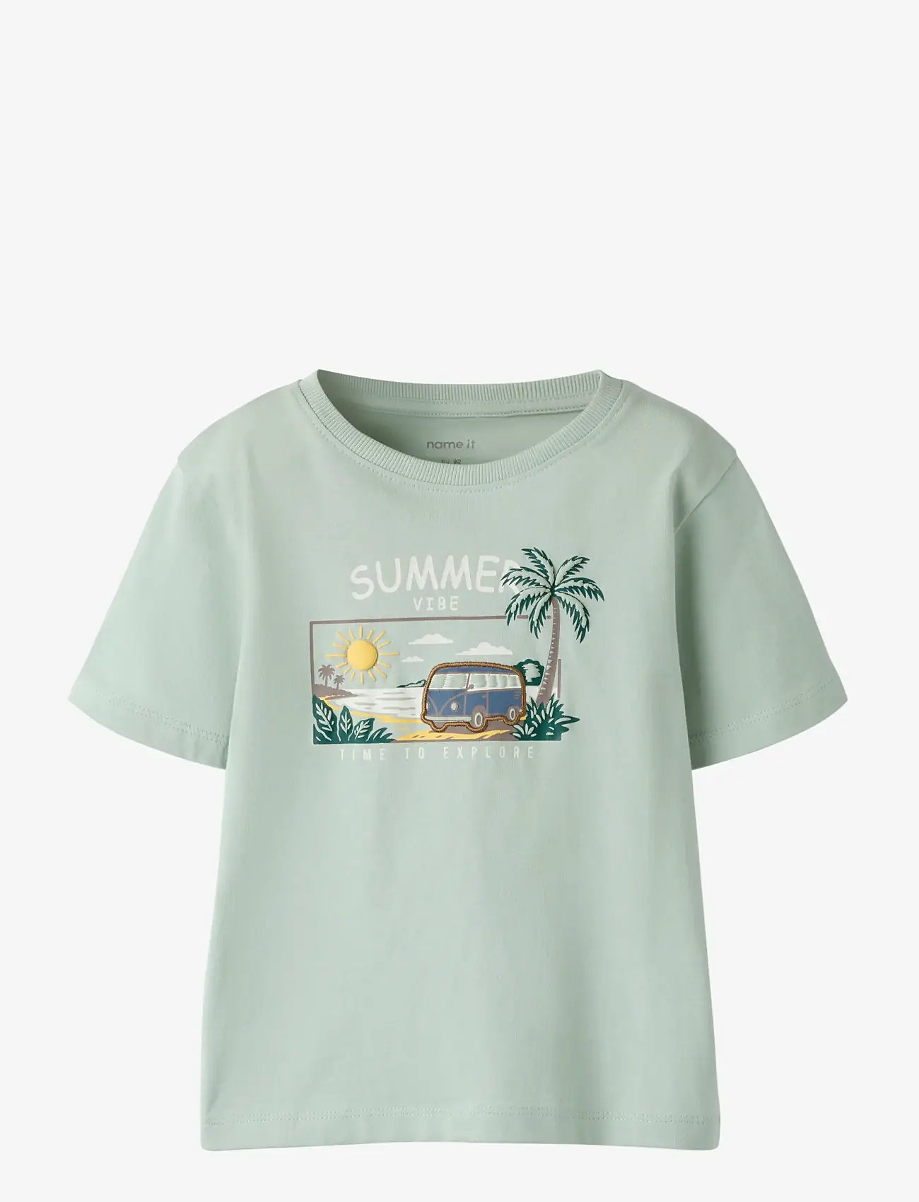 name it - NMMFINNUR SS NREG TOP - kortärmade t-shirts - aqua gray - 0