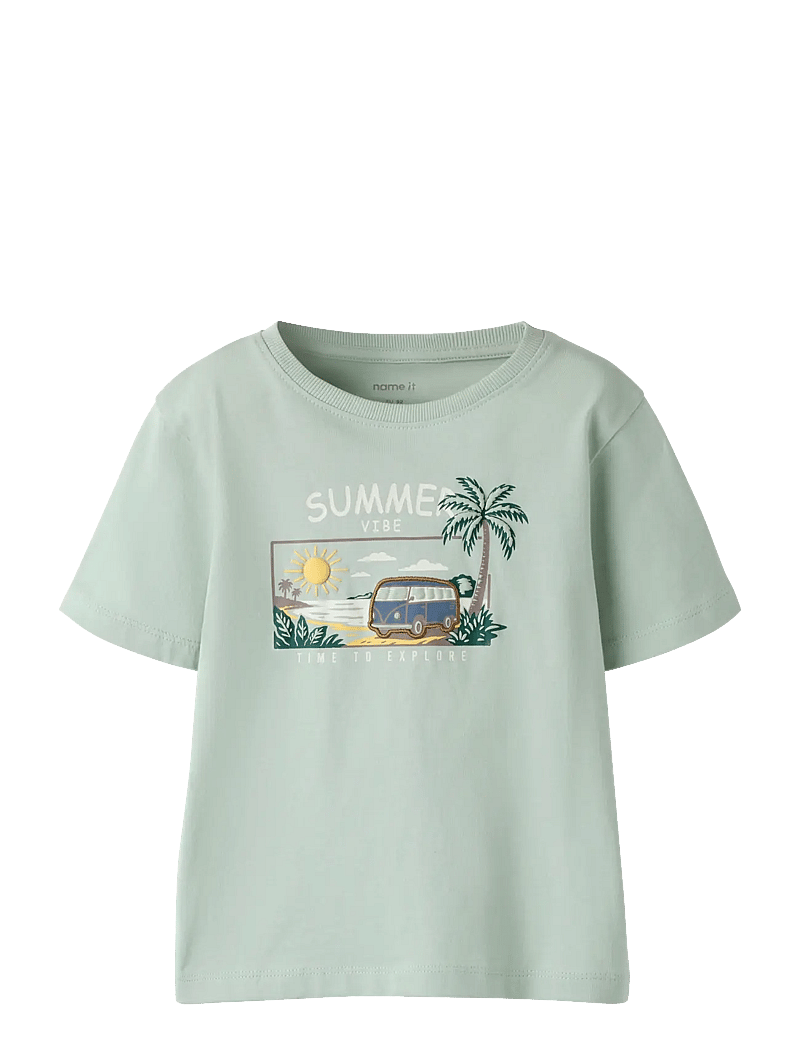 name it - NMMFINNUR SS NREG TOP - kortärmade t-shirts - aqua gray - 0