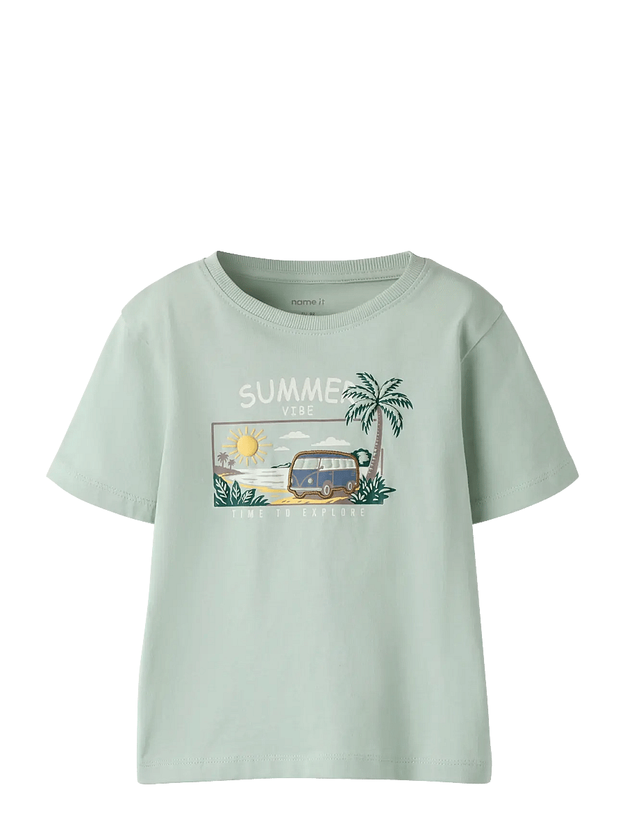 name it - NMMFINNUR SS NREG TOP - kortärmade t-shirts - aqua gray - 0