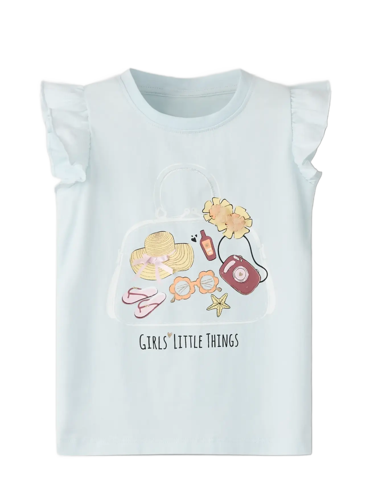 name it Nmffullina Ss Top, 116, Blue, T-Shirts > Uden Ærmer, Børn