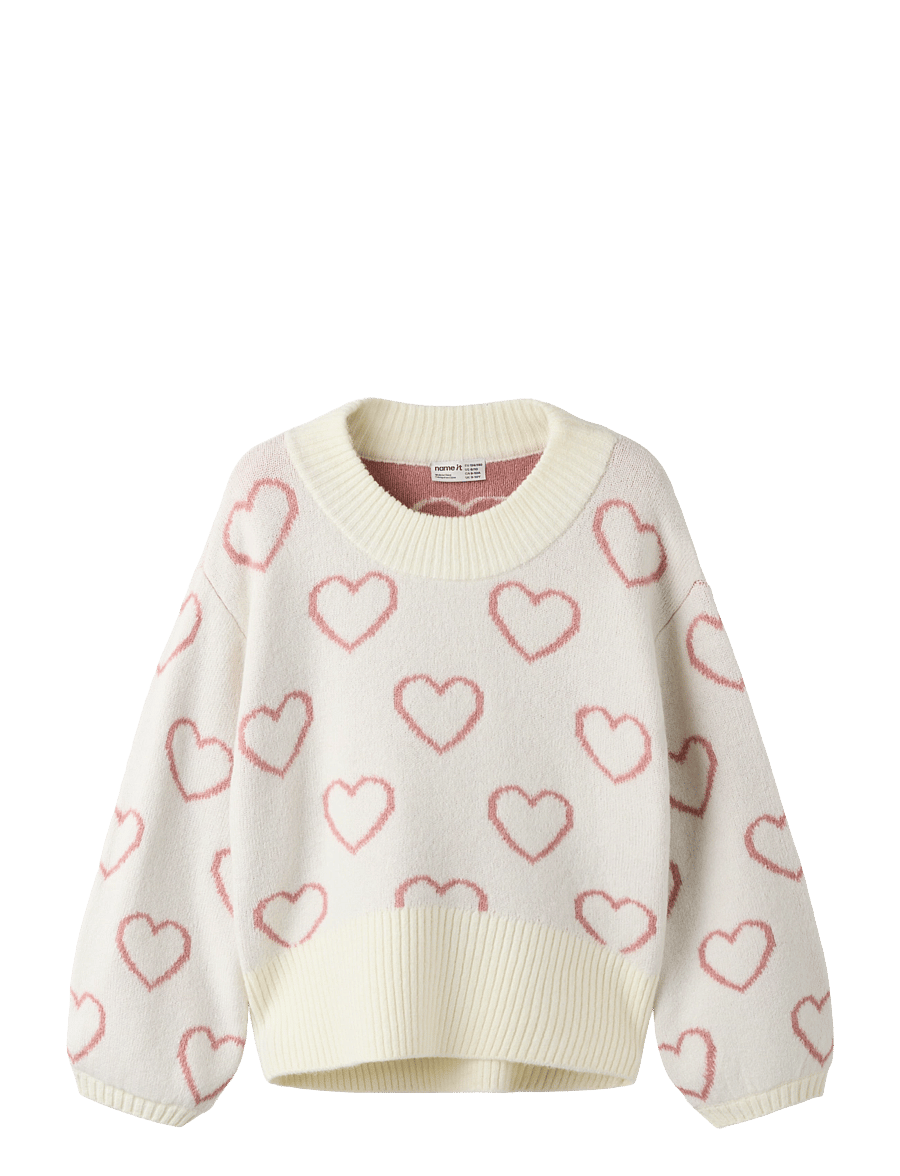 name it - NKFNELLY LS OVERSIZE KNIT - stickade tröjor - cloud dancer - 0