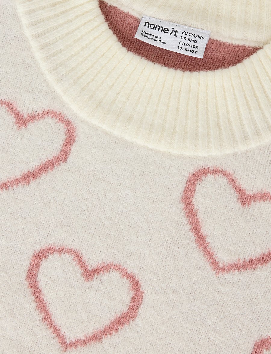 name it - NKFNELLY LS OVERSIZE KNIT - stickade tröjor - cloud dancer - 4