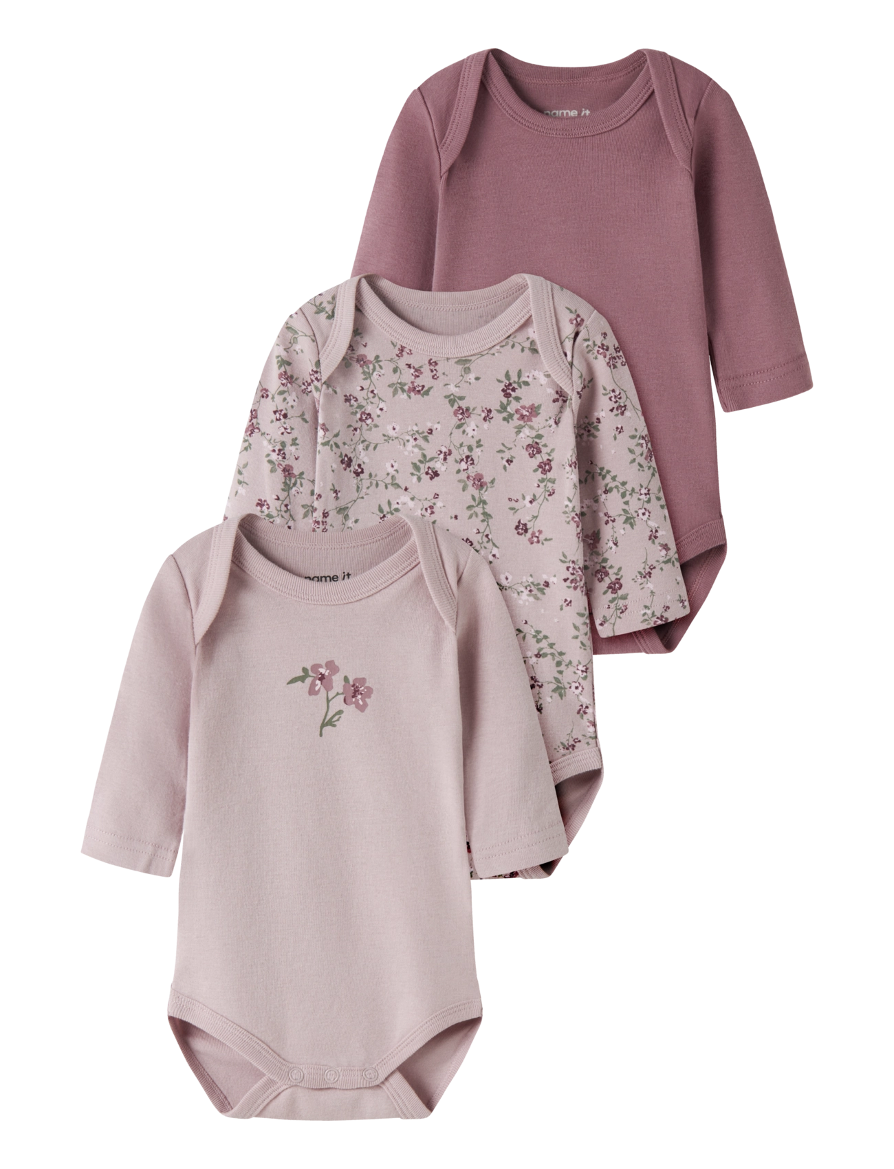 name it NBFBODY 3P LS VIOLETFLOWER NOOS - Bodiju multipaka - VIOLET ICE / purple