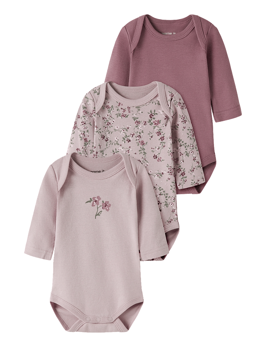 name it - NBFBODY 3P LS VIOLETFLOWER NOOS - multipack bodys - violet ice - 0