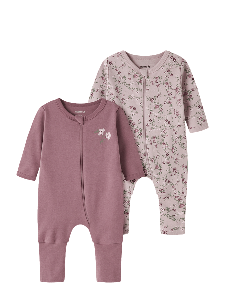 name it - NBFNIGHTSUIT 2P ZIP FF VIOLETFLOWER NOOS - violet ice - 0