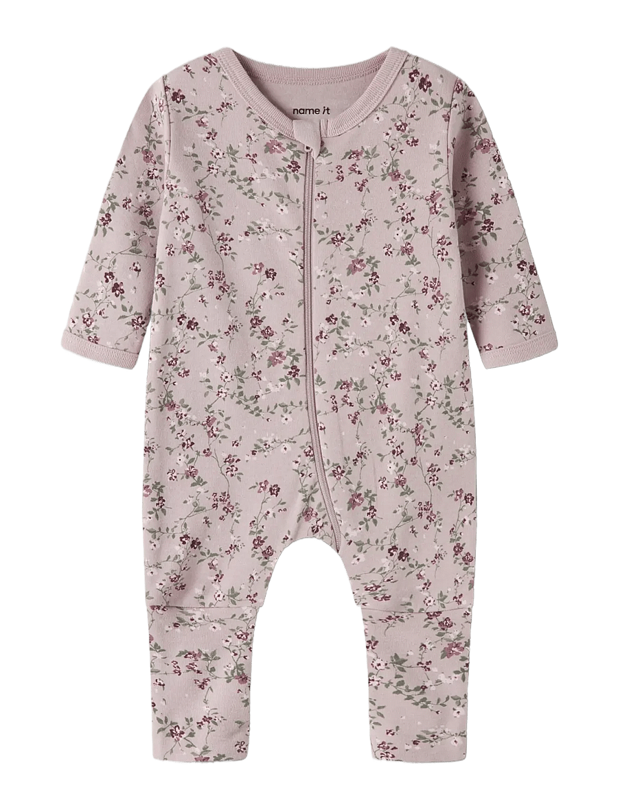 name it - NBFNIGHTSUIT 2P ZIP FF VIOLETFLOWER NOOS - pidžaama-kombinesoonid - violet ice - 2