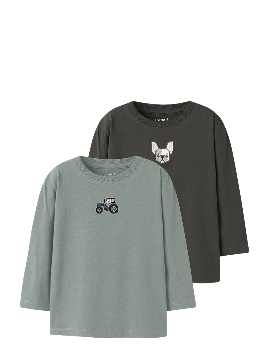 name it - NMMLANCE 2P LS NREG TOP BOX - langærmede t-shirts - green milieu - 0
